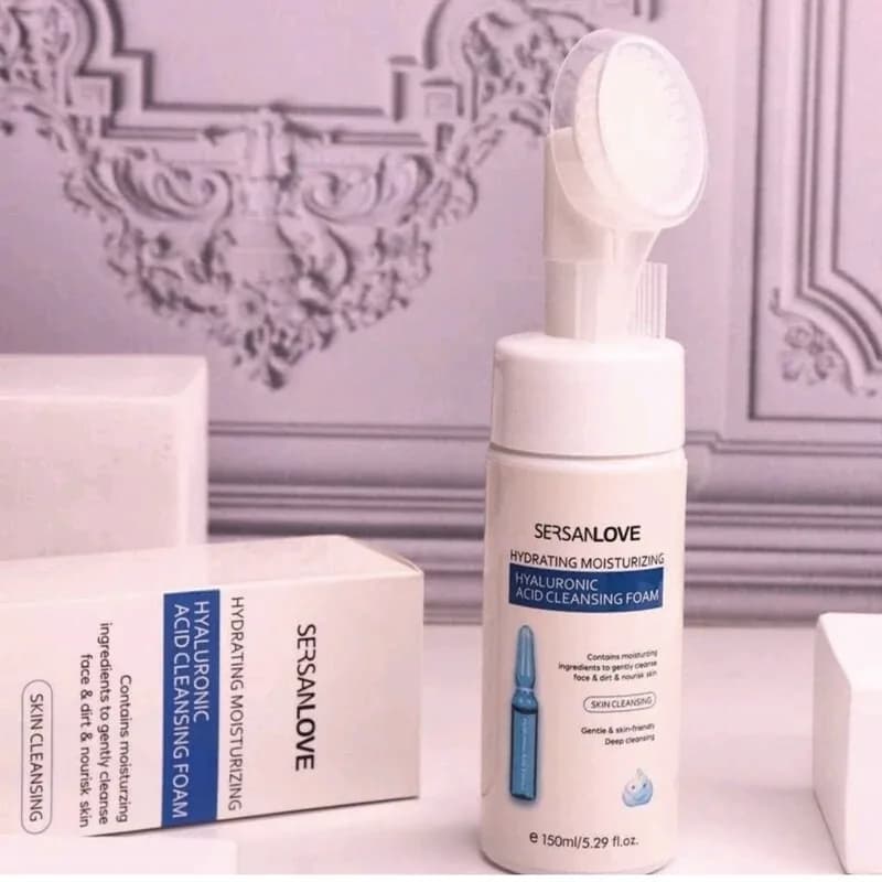 فوم شستشو صورت براش دار هیالورونیک اسید سرسان لاو ( Sersanlove hyaluronic acid cleansing foam ) | رژینا فوم شستشو صورت براش دار هیالورونیک اسید سرسان لاو ( Sersanlove hyaluronic acid cleansing foam )