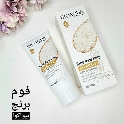 فوم شستشو صورت برنج بیوآکوا فوم برنج آبرسان سبوس برنج
