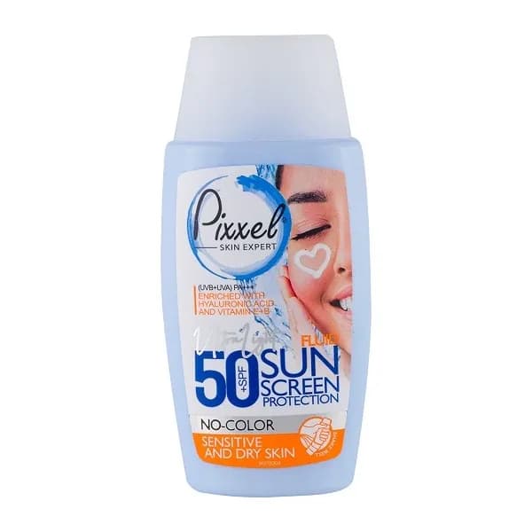 کرم ضد آفتاب بی رنگ پیکسل با SPF50 مناسب پوست خشک و حساس حجم 50 میلی لیتر