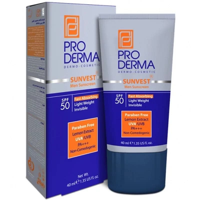 ضد آفتاب آقایان فاقد چربی spf50 پرودرما | رژینا ضد آفتاب آقایان فاقد چربی spf50 پرودرما