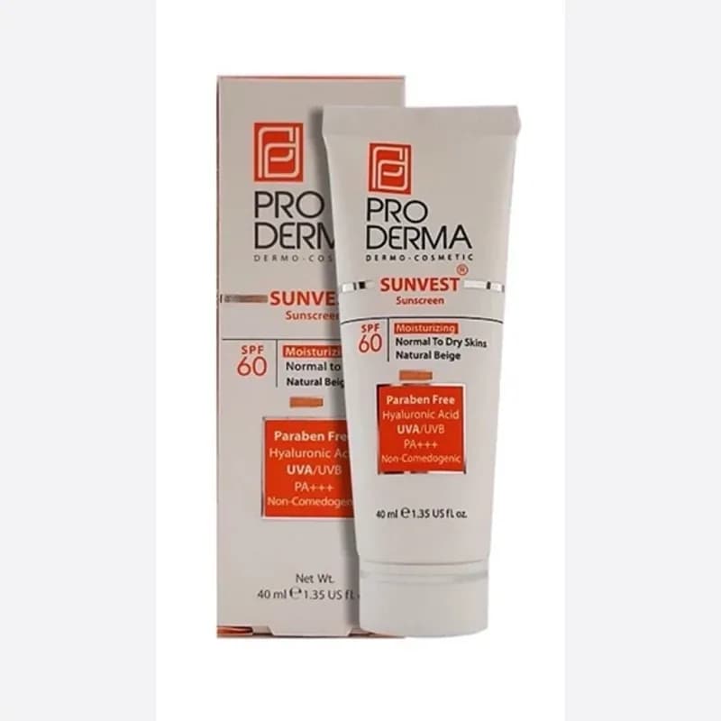 ضد افتاب رنگی و مرطوب کننده پرودرما spf60 بژ طبیعی | رژینا ضد افتاب رنگی و مرطوب کننده پرودرما spf60 بژ طبیعی