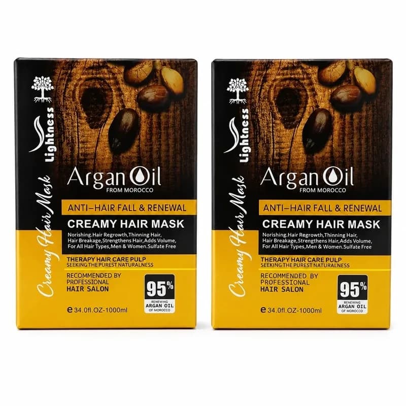 ماسک مو لایتنس مدل Argan oil حجم 1000 میلی لیتر اور جینال و اصلی هولوگرام دار مناسب موهای کراتینه