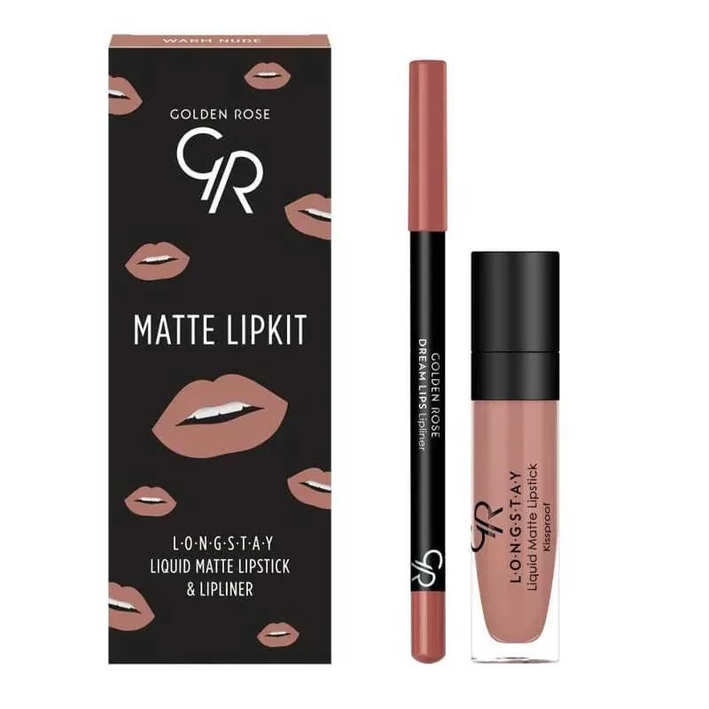 رژلب مایع گلدن رز مدل Long Lasting شماره 13 به همراه مداد لب گلدن رز مدل Dream شماره 503 | رژینا رژلب مایع گلدن رز مدل Long Lasting شماره 13 به همراه مداد لب گلدن رز مدل Dream شماره 503