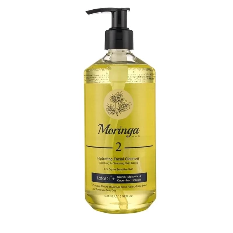 ژل شستشو و آبرسان صورت مورینگا شماره 2 مناسب پوست خشک و حساس حجم 400میل | رژینا ژل شستشو و آبرسان صورت مورینگا شماره 2 مناسب پوست خشک و حساس حجم 400میل