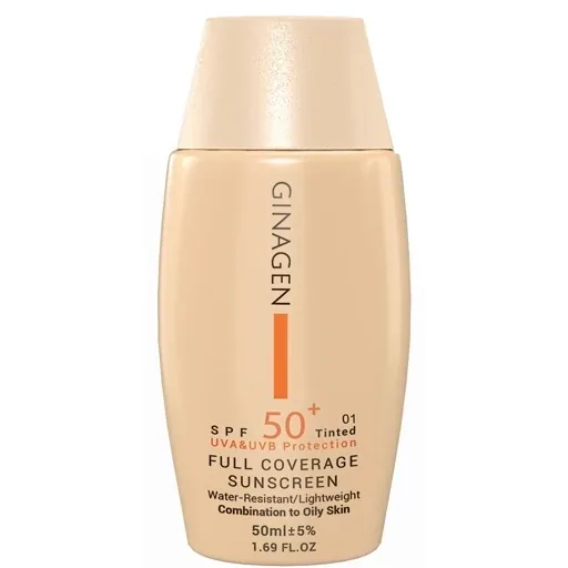 کرم ضد آفتاب رنگی ژیناژن SPF50 مناسب پوست چرب و مختلط — رنگ 2 | رژینا کرم ضد آفتاب رنگی ژیناژن SPF50 مناسب پوست چرب و مختلط — رنگ 2